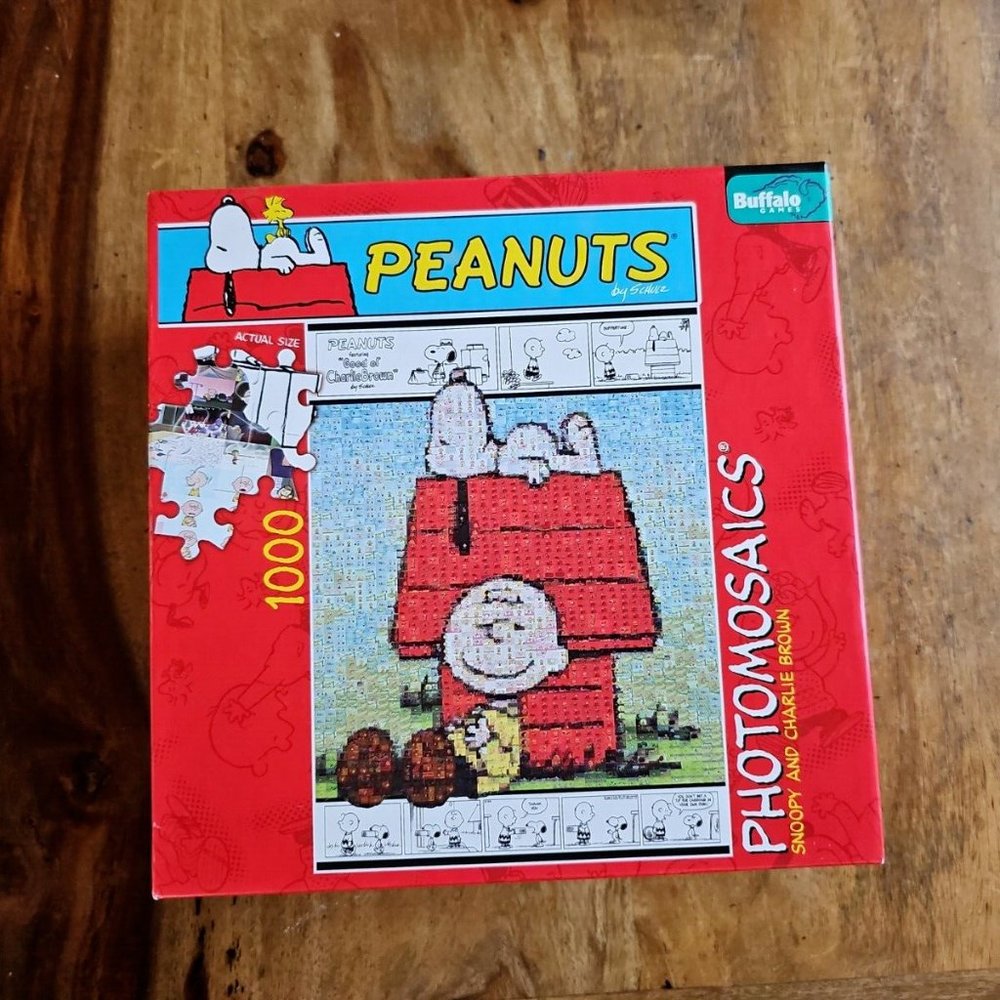 Peanuts “Snoopy And Charlie Brown” Photomosaics 1000 Piece Jigsaw Puzzle EUC